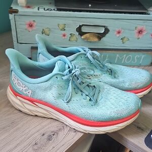 Hoka Women's Aqua and Coral Athletic Shoes